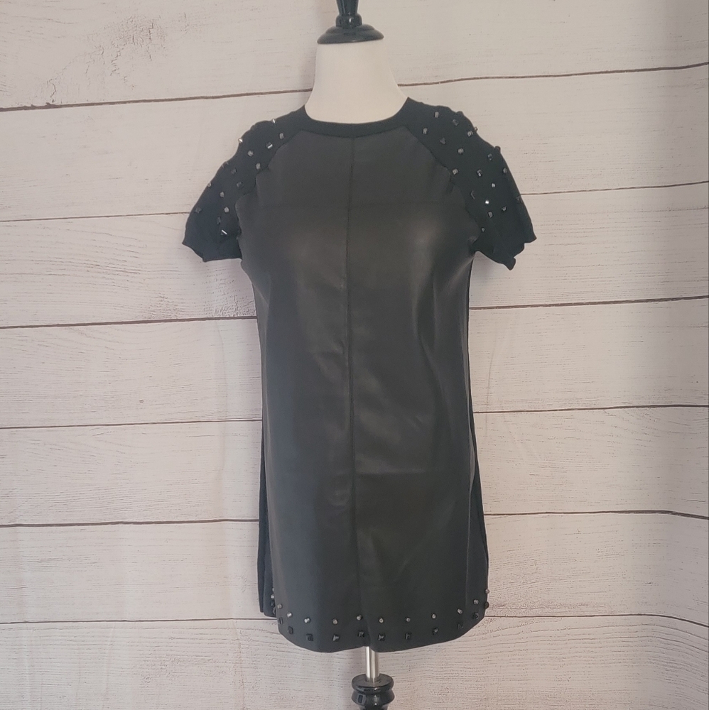 Beauty Women Faux Leather Dress with Studs - Size S/M